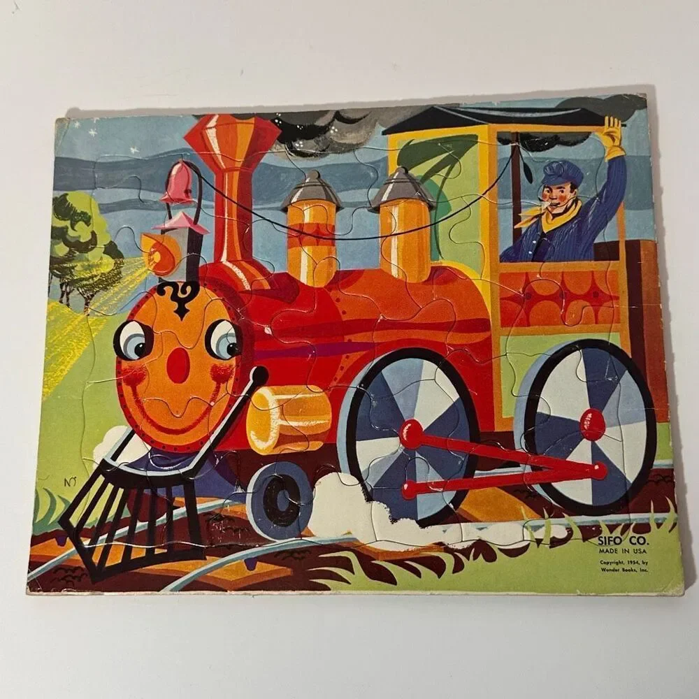 Vintage Wooden Picture Tray Puzzles Sifo Co Lot of 4 1954